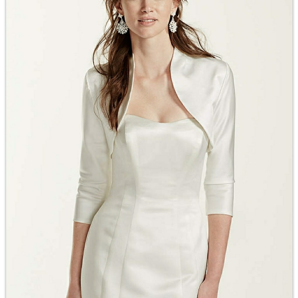 🆕 White or Ivory Satin Bridal Jacket, also in Plus too